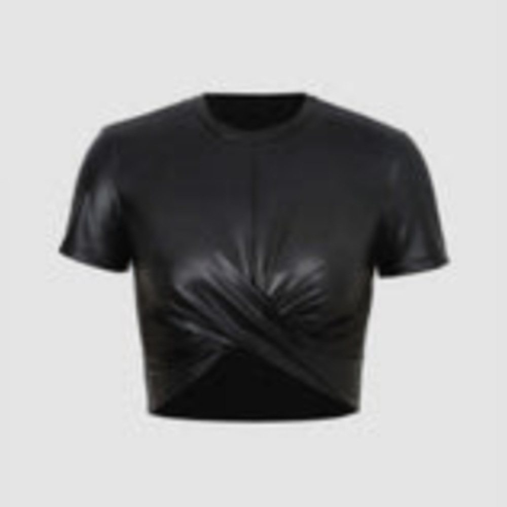 NWT Black Faux Leather Crop Top